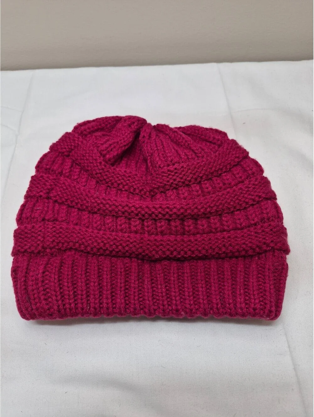 C.C Brand Fuchsia Pink Knit Beanie Hat, 100% Acrylic, One Size Fits All B472